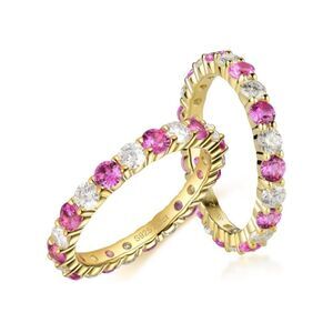 18k Diamond Pink Sapphire Eternity Ring Band